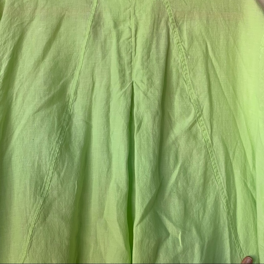 Foxcroft 100% Linen Button Front Tunic Lime Green… - image 5